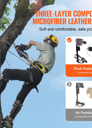Tree Climbing Spikes, 1 Pair Alloy Steel Climbing Spurs, 350lbs Load Capacity Tree Climbing Gear with Straps and Spike Protectors, Arborist Equipment for Climbers, Hunting, Fruit Picking, Brown