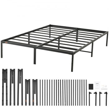 14 Inch Queen Metal Bed Frame Platform, No Box Spring Needed, 1500 lbs Loading Capacity Embedded Heavy Duty Mattress Foundation with Steel Slat Support, Easy Assembly, Noise Free