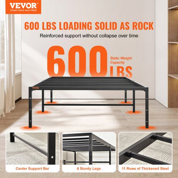 14 Inch Twin Metal Bed Frame Platform, No Box Spring Needed, Embedded Mattress Foundation with Steel Slat Support, Easy Assembly, Noise Free