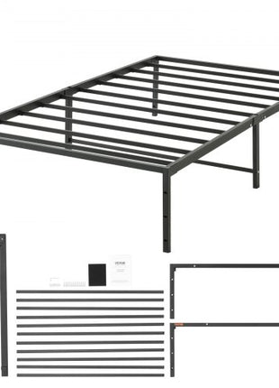 14 Inch Twin Metal Bed Frame Platform, No Box Spring Needed, Embedded Mattress Foundation with Steel Slat Support, Easy Assembly, Noise Free