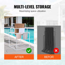 Towel Rack, 8 Bars Outdoor PVC Towel Holder, Freestanding Pool Towel Hanger Stand Next to Hot Tub, Outdoor Indoor Quilt Drying Rack Organizer, Ideal for Poolside, Bathroom, Spa, White
