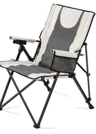 Folding Camping Chair, 3 Reclining Positions, Outdoor High Back Camping Chair, 260lbs Weight Capacity, Full Padded Beach Chairs with Armrest & Headrest, Portable Lawn Chairs for Sports Travel