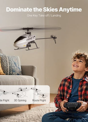 RC Helicopter, 2.4GHz Single Propeller Remote Control Helicopter with Gyro, 4-Channel RC Airplane for Beginner,  39 Min Flight Time, One-Key Takeoff/Landing, Toys for Kids Ages 8 and up