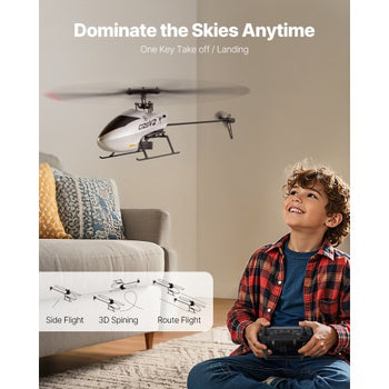RC Helicopter, 2.4GHz Single Propeller Remote Control Helicopter with Gyro, 4-Channel RC Airplane for Beginner,  39 Min Flight Time, One-Key Takeoff/Landing, Toys for Kids Ages 8 and up