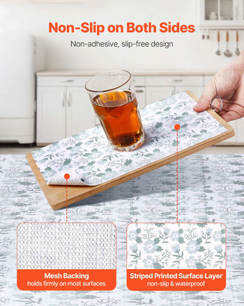 Drawer and Shelf Liner for Kitchen Cabinet, Non-Adhesive Non-Slip Thick Refrigerator Liners, Waterproof Shelf Paper, Cupboard Bathroom Drawer Mats, PVC Fridge Lining for Shelves, Floral, 23 FT