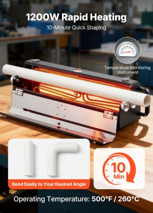 Electric PVC Conduit Heater, 1/2" to 2", 1200W Rapid and Even Heating, PVC Bender Heater Pipe Bending Tool with Carrying Handle, Easy to Use, for Construction Crews, DIY Enthusiasts, Workshop