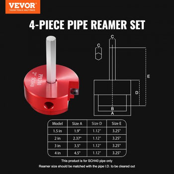 4Pcs PVC Pipe Reamer Kit, Plastic Pipe Fitting Socket Saver Tool Kit, Includes 1-1/2", 2", 3", 4", for PVC, CPVC, and ABS Fittings, with Tool Box, for Exhaust, Drain, Water Pipes Cleaning