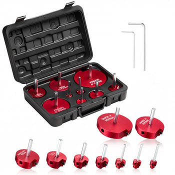 PVC Pipe Reamer Kit, 9-Piece, PVC Fitting Socket Saver, Includes 1/2", 3/4", 1", 1-1/4", 1-1/2", 2", 2-1/2", 3", 4", Fits Standard 1/2" Drills, Plumbing Tool Kit for SCH40 ABS CPVC Drain Pipes