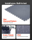 Garage Floor Tiles Interlocking, 16 Pack 20.2 x 20.2 x 0.2 in Interlocking Modular Garage Flooring Tiles, Diamond Plate Slip-Resistant PVC Mats for Workshop,Warehouse,Tool Room, Graphite Gray