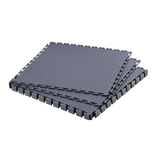 Garage Floor Tiles Interlocking, 8 Pack 20.2 x 20.2 x 0.2 in Interlocking Modular Garage Flooring Tiles, Diamond Plate Slip-Resistant PVC Mats for Workshop,Warehouse,Tool Room, Graphite Gray