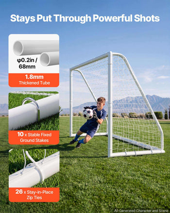 Soccer Goal 10 x 6.5 FT PVC Soccer Goal for Backyard with PE Net, Portable & Weatherproof Set, with High-Strength PE Net, Target, Cones, for Kids & Adults Outdoor Backyard Practice Training