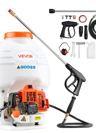 Gas Powered Backpack Sprayer, 26.5CC 0.9HP Engine, Garden Sprayer with 5 Gallon Tank, Large Area Coverage, Lawn Spraying Machine with 24 in Wand & Nozzles for Efficient Gardening & Farming