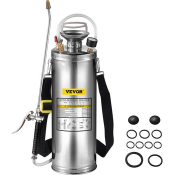 3 Gallon Stainless Steel Sprayer, 20" Wand & 3FT Reinforced Hose, Hand Pump Sprayer with Pressure Gauge, Safety Valve & Adjustable Nozzle, Garden Weed Sprayer for Lawn, Gardening & Sanitizing