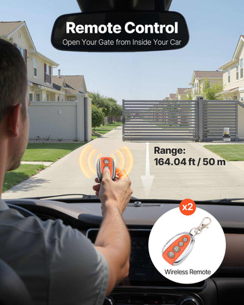 Automatic Sliding Gate Opener 1400LBS with 2 Remote Controls, Gate Operator Hardware Kit for Security, Move Speed 43ft Per Min, Electric Rolling Driveway Slide Gate Motor