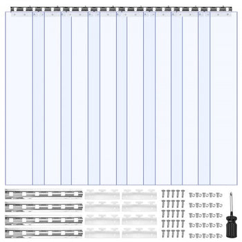 Clear PVC Strip Curtain, 96 in Height x 48 in Width x 0.08 in Thickness, 8 PCS Walk in Freezer Cooler Curtain Strips, Smooth Waterproof Plastic Door Strips for Warehouse, Freezer, Garage Doors