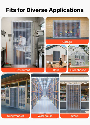 Clear PVC Strip Curtain, 96 in Height x 48 in Width x 0.08 in Thickness, 8 PCS Walk in Freezer Cooler Curtain Strips, Smooth Waterproof Plastic Door Strips for Warehouse, Freezer, Garage Doors