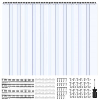 Clear PVC Strip Curtain, 96 in Height x 72 in Width x 0.08 in Thickness, 12 PCS Walk in Freezer Cooler Curtain Strips, Smooth Waterproof Plastic Door Strips for Warehouse, Freezer, Garage Doors