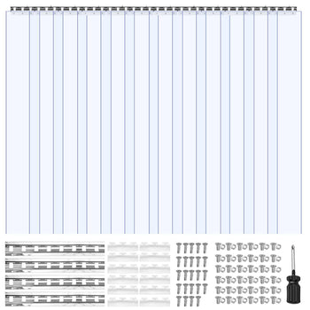 Clear PVC Strip Curtain, 96 in Height x 72 in Width x 0.08 in Thickness, 12 PCS Walk in Freezer Cooler Curtain Strips, Smooth Waterproof Plastic Door Strips for Warehouse, Freezer, Garage Doors