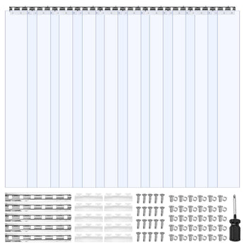 Clear PVC Strip Curtain, 84 in Height x 60 in Width x 0.08 in Thickness, 10 PCS Walk in Freezer Cooler Curtain Strips, Smooth Waterproof Plastic Door Strips for Warehouse, Freezer, Garage Doors