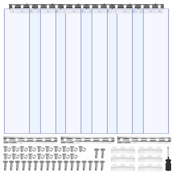 Clear PVC Strip Curtain, 84 in Height x 36 in Width x 0.08 in Thickness, 6 PCS Walk in Freezer Cooler Curtain Strips, Thermal Insulating Plastic Door Strips for Warehouse, Freezer, Garage Doors