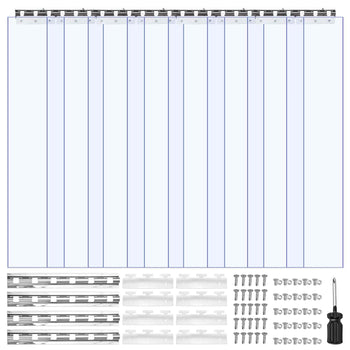 Clear PVC Strip Curtain, 84 in Height x 48 in Width x 0.08 in Thickness, 8 PCS Walk in Freezer Cooler Curtain Strips, Thermal Insulating Plastic Door Strips for Warehouse, Freezer, Garage Doors