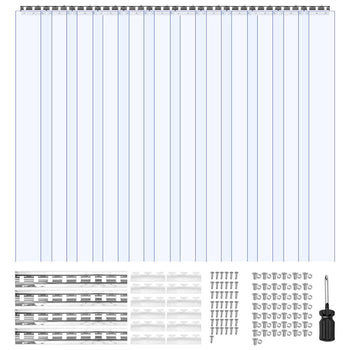 Clear PVC Strip Curtain, 96 in Height x 84 in Width x 0.08 in Thickness, 14 PCS Walk in Freezer Cooler Curtain Strips, Smooth Waterproof Plastic Door Strips for Warehouse, Freezer, Garage Doors