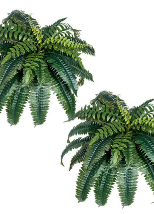 Artificial Ferns 2 Pcs, Natural Spread Diameter 35-39 Inch, Large Hanging Artificial Boston Ferns, Fake Plant Wall Decor with 35 Branches, Faux Fern for Home and Office (Flowerpot Unincluded)