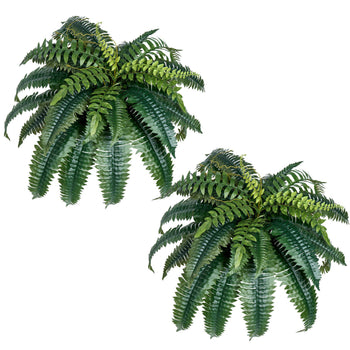 Artificial Ferns 2 Pcs, Natural Spread Diameter 35-39 Inch, Large Hanging Artificial Boston Ferns, Fake Plant Wall Decor with 35 Branches, Faux Fern for Home and Office (Flowerpot Unincluded)