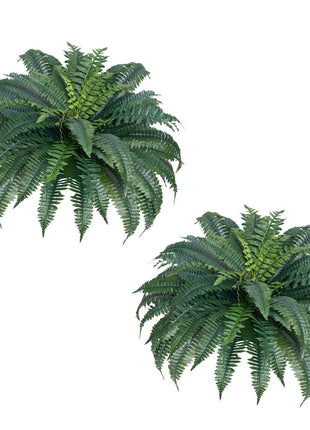 Artificial Ferns 2 Pcs, Natural Spread Diameter 43-47 Inch, Large Hanging Artificial Boston Ferns, Fake Plant Wall Decor with 50 Branches, Faux Fern for Home and Office (Flowerpot Unincluded)