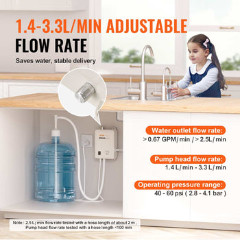 Bottled Water Dispenser Pump System, 5 Gallon Dispensing System, Automatic Electric Water Dispenser, Single Inlet Water Jug Pump, Compatible Use with Coffee/Tea Machine, Refrigerator, Ice Maker