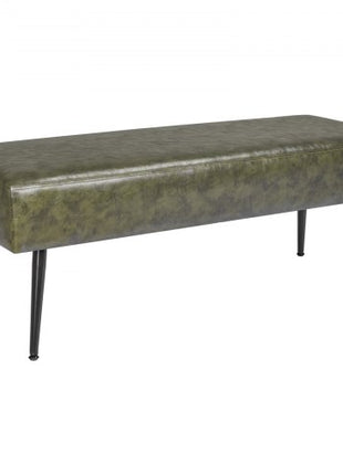Leather Bedroom Bench, PU Leather Bench with Metal Legs and with Stitching for Entryway, Upholstered Shoe Bench Seat, Modern End of the Bed Benches for Living Room, Dining Room, Hallway, Green