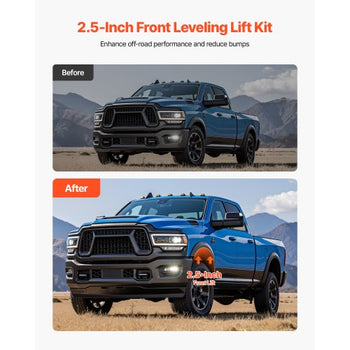 2.5 Inch Front Leveling Lift Kit for 2014-2023 Dodge Ram 2500 4WD, 2013-2023 Ram 3500 4WD, Chassis Level Kit with Coil Spring Spacers & Shock Relocation Brackets, Steel Suspension Leveling Kit