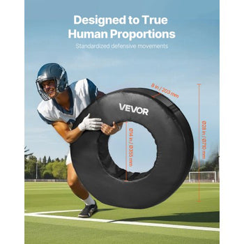 Football Tackle Wheel, Football Tackling Dummy, Waterproof PVC and High-Density Sponge Tackle Ring, Dummies Training Equipment with Straps, for Blocking, Hitting Drills and Practice, Black, 1PCS