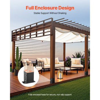 4x4 Post Base 10 Pcs, Inner Size 3.6x3.6 inch / 91.44x91.44 mm Post Brackets, Heavy Duty Carbon Steel Decking Posts, Wood Posts Brackets for Pavilion Deck Railing Support Deck Base Plate, Black