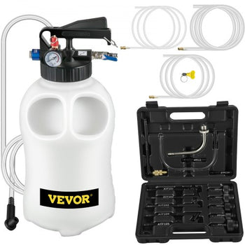 Transmission Fluid Pump 2 Way ATF Refill System Dispenser, Oil and Liquid Extractor 10 Liter Large Capacity, Automatic Transmission Fluid Pump Tool Set with 14 Pieces ATF Filler Adapters