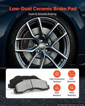 Front Brake Kit Ceramic Brake Pads & Hollow Brake Rotors Replacement, Compatible with 015-2020 Ford F-150, 2010-2014 Ford F-150 (6 Lug Models), 2010-2021 Ford Expedition & Lincoln Navigator