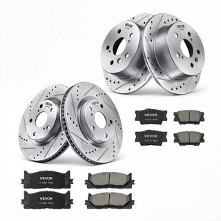Front & Rear Brake Kit Ceramic Brake Pads and Drilled Slotted Rotors, Compatible with 2012-2017 Toyota Camry, 2013-2018 Toyota Avalon, 2013-2018 Lexus ES 350, 2013-2018 Lexus ES 300h