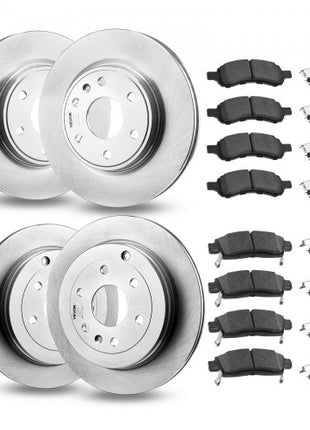 Front & Rear Brake Kit Compatible with 2008-2017 Buick Enclave, 2009-2017 Chevrolet Traverse/2007-2010 Saturn Outlook, 2007-2016 GMC Acadia/2017 GMC Acadia Limited, Hollow Brake Rotors Pads Kit