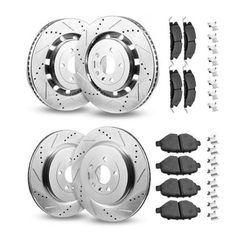 Front and Rear Brake Kit Fits for 2013-2015 Ford Explorer (Limited, Sport, XLT; Heavy Duty Brakes), 2018 Ford Explorer (Limited, Platinum, Sport, XLT; Heavy Duty Brakes; 2 Piston Rear Caliper)