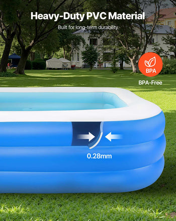 Inflatable Pool, 118 x 67 x 20 inch Large Inflatable Swimming Pool, Family Large Swimming Pools with Repair Patches, Blow Up Pools for Kids, Adults, Family, Indoor Outdoor, Summer Water Party