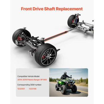 Front Drive Shaft, 64.0" Prop Shaft Driveshaft Assembly Compatible with 2014-2016 Polaris Ranger XP 900, Replace #1332951 1333146