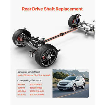 Rear Drive Shaft, 83.0"-84.1" Prop Shaft Driveshaft Assembly Compatible with 1997-2001 Honda CR-V 2.0L L4 4WD, Replace #936-003 65-4002 40100-S10-A01 40100-S10-003 936003 654002
