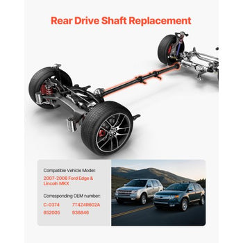 Rear Drive Shaft, 80.2"-82.1" Prop Shaft Driveshaft Assembly Compatible with 2007-2008 Ford Edge & Lincoln MKX, Replace #C-0374 652005 7T4Z4R602A 936846