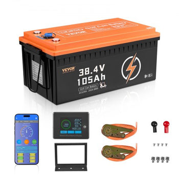36V 105Ah Golf Cart Lithium Battery, 36 Volt Golf Cart Battery with 200A BMS, LCD Monitor and Mobile APP, LiFePO4 Battery with 600A Peak Current, ABS Shell and 4000+ Cycles, for Golf Carts