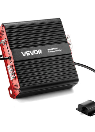 Monoblock Car Amplifier, 3000W RMS MAX, 1/2/4 Ohm Stable, 1-Channel Class D Car Audio Amplifier with Remote Subwoofer Level Control, Low Pass Filter and Bass Boost, Volume Controller Included