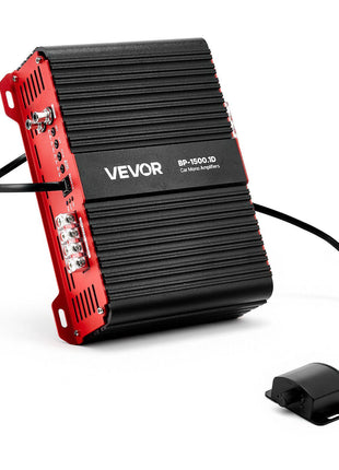 Monoblock Car Amplifier, 1500W RMS MAX, 1/2/4 Ohm Stable, 1-Channel Class D Car Audio Amplifier with Remote Subwoofer Level Control, Low Pass Filter and Bass Boost, Volume Controller Included