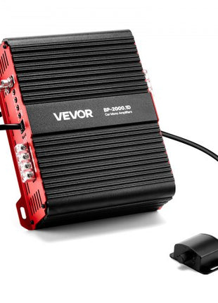 Monoblock Car Amplifier, 2000W RMS MAX, 1/2/4 Ohm Stable, 1-Channel Class D Car Audio Amplifier with Remote Subwoofer Level Control, Low Pass Filter and Bass Boost, Volume Controller Included