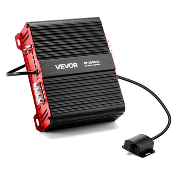 Monoblock Car Amplifier, 2000W RMS MAX, 1/2/4 Ohm Stable, 1-Channel Class D Car Audio Amplifier with Remote Subwoofer Level Control, Low Pass Filter and Bass Boost, Volume Controller Included
