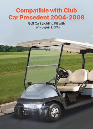 Golf Cart Light Kit, 12V, Street Legal LED Headlight and Taillight Kit with Wiring Harness, Turn Signals, Hazard Light, Switch Horn, Brake Pad, ABS Housing, for Club Car Precedent 2004-2008