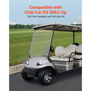 Golf Cart Light Kit, 12V, LED Headlight and Taillight Kit with Wiring Harness, Switch, Zip Ties, ABS Housing, High-Brightness, Waterproof and Dustproof, Suitable for Club Car DS 1993-Up Models